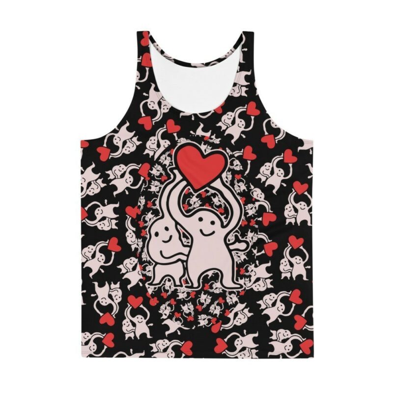 Little Dudes With 1 Heart Black Tank Top