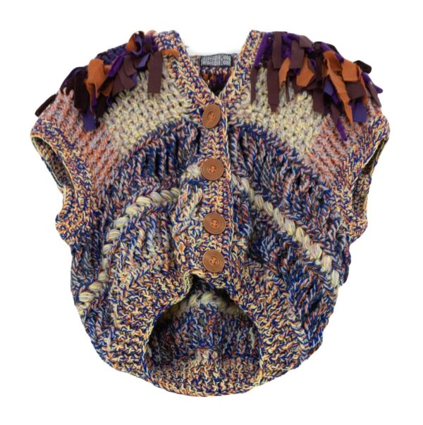 Brown Purple Froufrou Crochet Cardigan