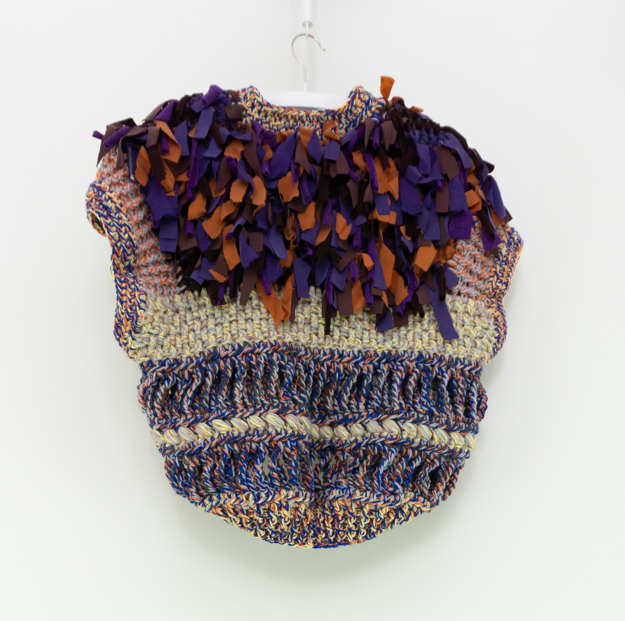 Brown Purple Froufrou Crochet Cardigan