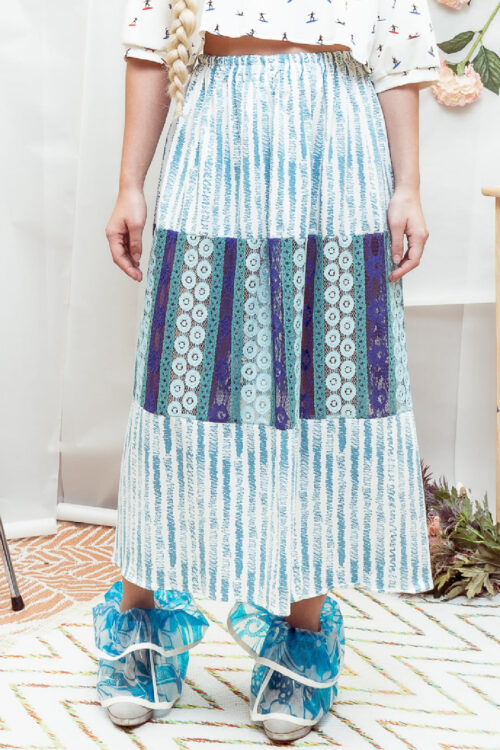 Blue Stripes Lace Skirt