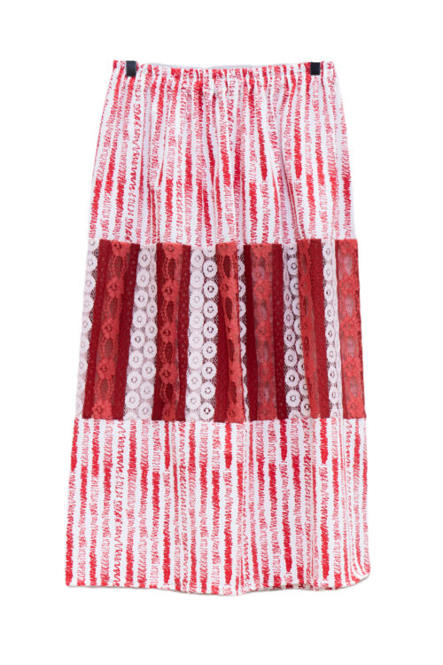 Red Stripes Lace Skirt