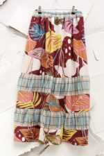 Wine Flowers Striped Skirt