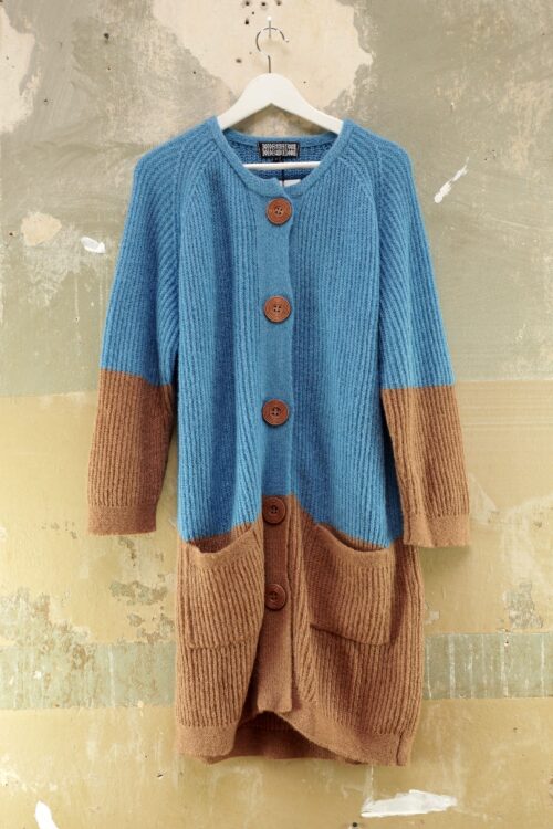 Blue Brown Knitted Cardigan