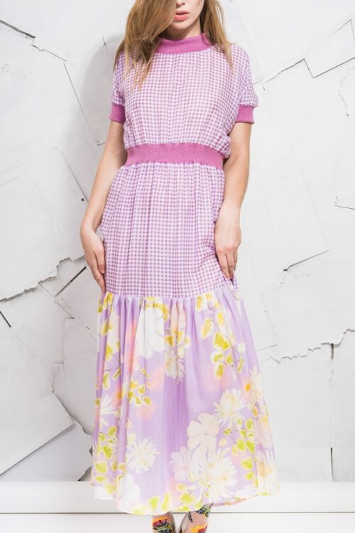 Lilac Gingham Long Dress