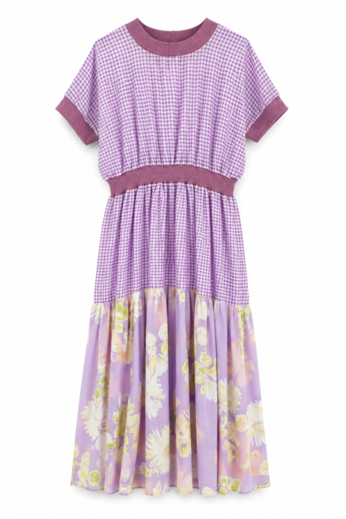 Lilac Gingham Long Dress Lilac Gingham Long Dress