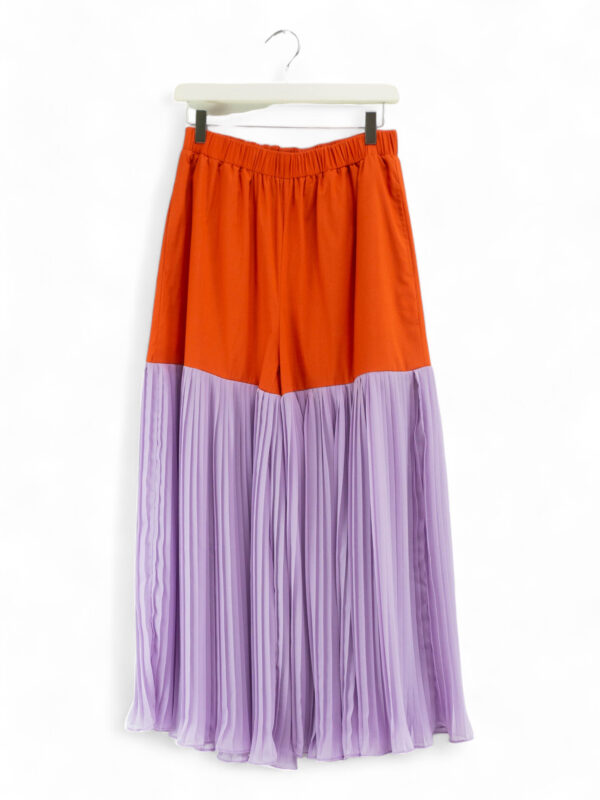 Coral and lilac bicolor pleated pants