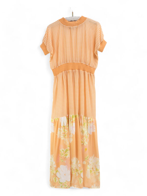 Mandarin Gingham Long Dress