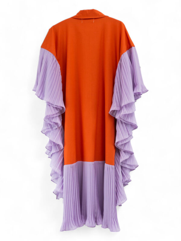 Lilac and Coral Pleated Bicolor Dress