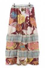 Wine Flowers Striped Skirt