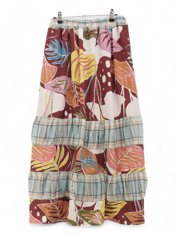 Wine Flowers Striped Skirt