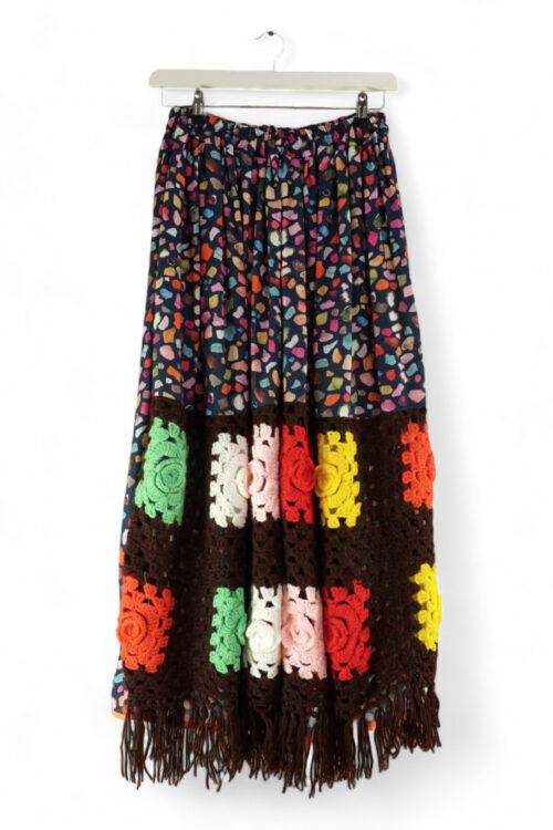 Granny Square Large Pants with Multicolor Design