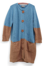 Blue Brown Knitted Cardigan