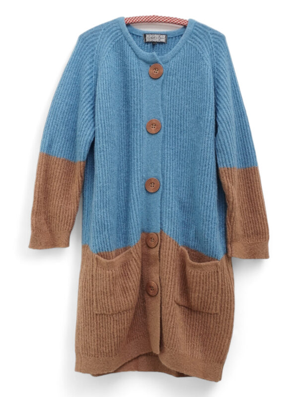 Blue Brown Knitted Cardigan