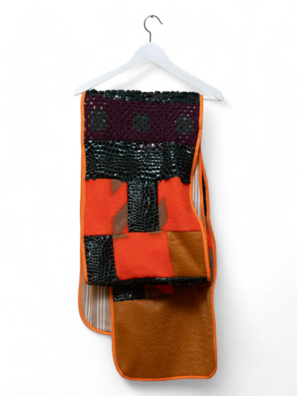 Long Patchwork Scarf with Colorful Design