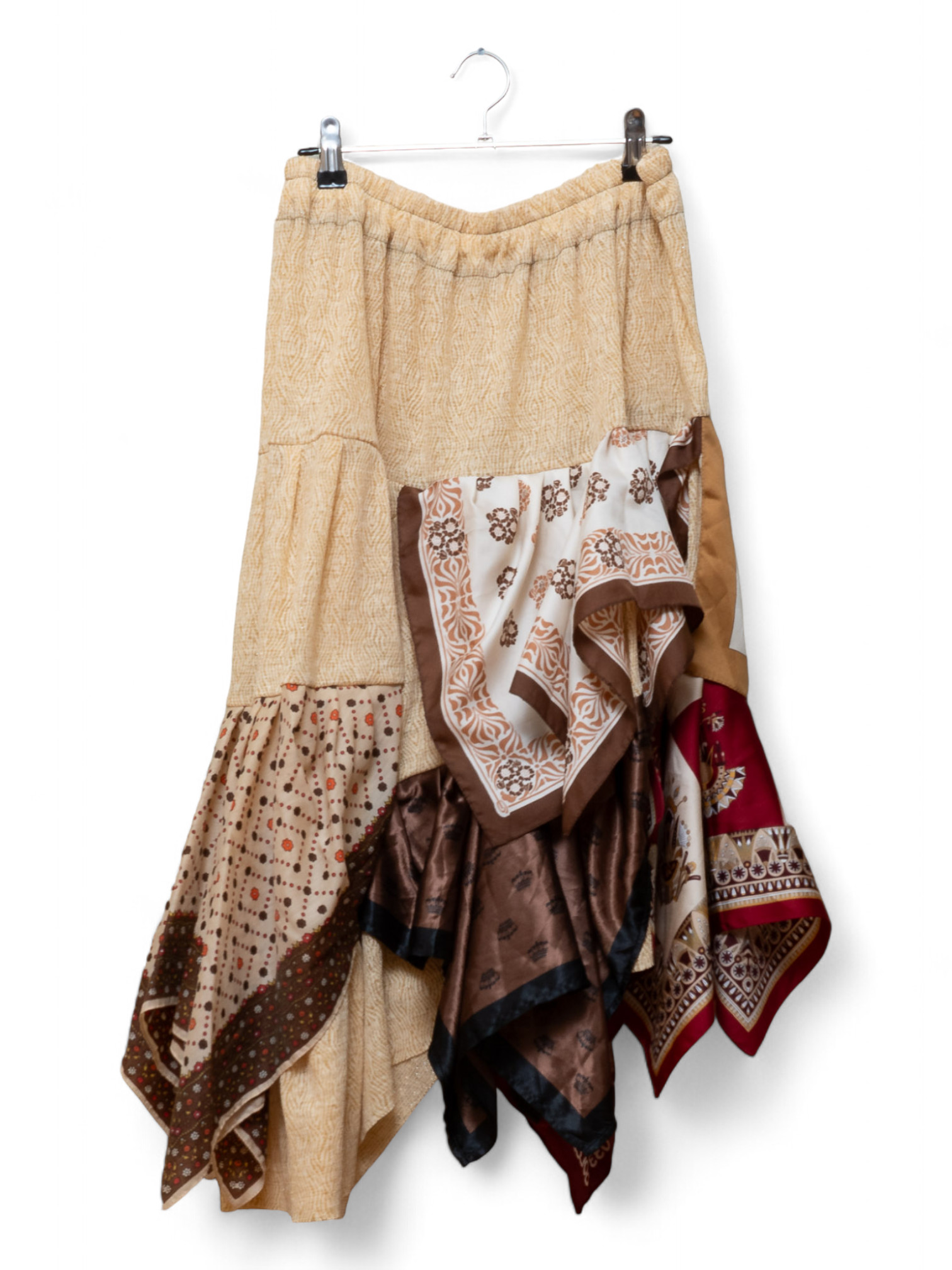 Upcycled Vintage Scarves Layered Skirt With Boho Charm Tata