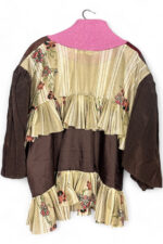 Brown and Pink Patchwork Ruffle Tunic