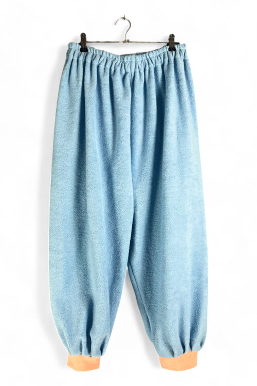 Sky Blue Cotton Fleece Jogger Pants with Contrasting Elastic Cuffs