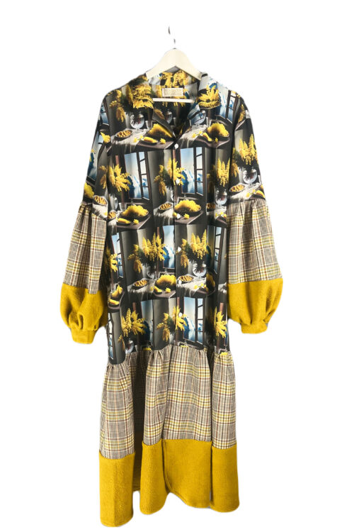 Oversized Scenic Print Long Sleeve Shirt Dress