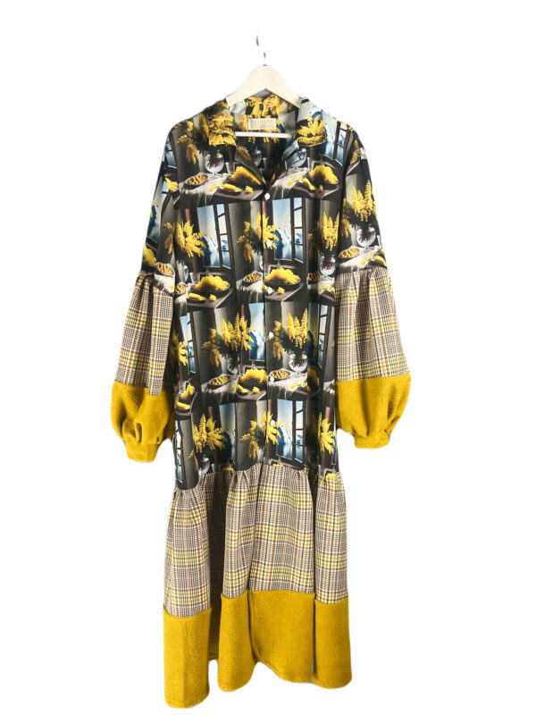 Oversized Scenic Print Long Sleeve Shirt Dress