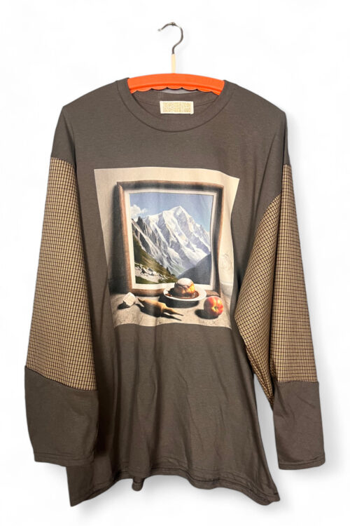 Charcoal Mountain Still-Life Graphic Long-Sleeve Tee