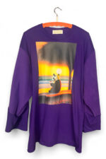 Purple Long-Sleeve Tee with Panda Sunset Graphic