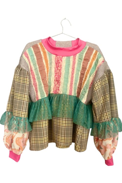 Patchwork Ruffle Detail Sweatshirt