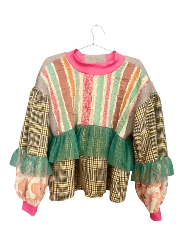 Patchwork Ruffle Detail Sweatshirt