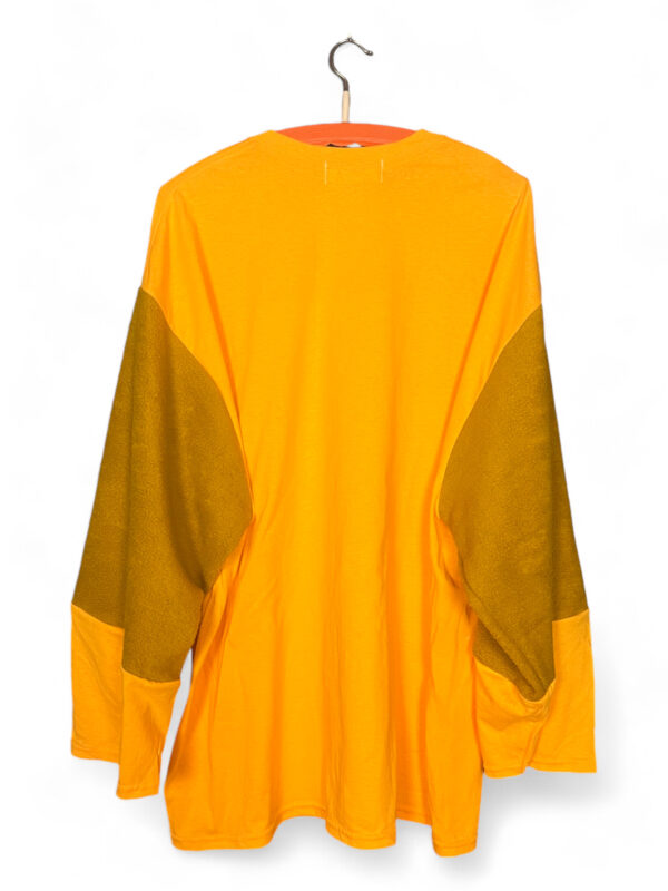 Yellow Long-Sleeve Tee with Still-Life Floral Graphic and Mustard Sleeves