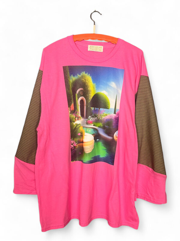 Pink Garden Scene Long-Sleeve Tee