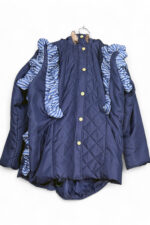 Quilted Navy Parka with Upcycled Sculptural Ruffles