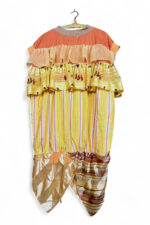 Upcycled Vintage Scarf Ruffled Dress in Yellow & Orange Tones