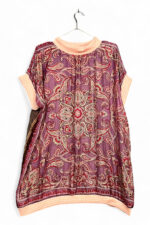 Vintage Scarf Tunic Purple Paisley Front with Brown Geometric Back