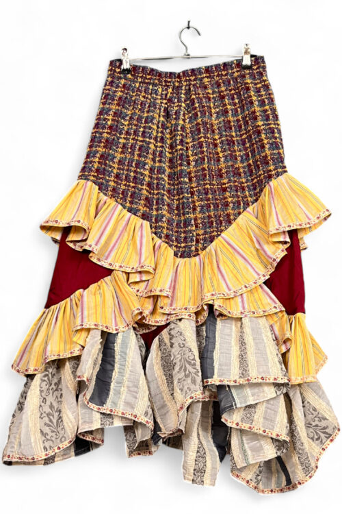 Layered Skirt, Yellow, Red and Neutral Tones