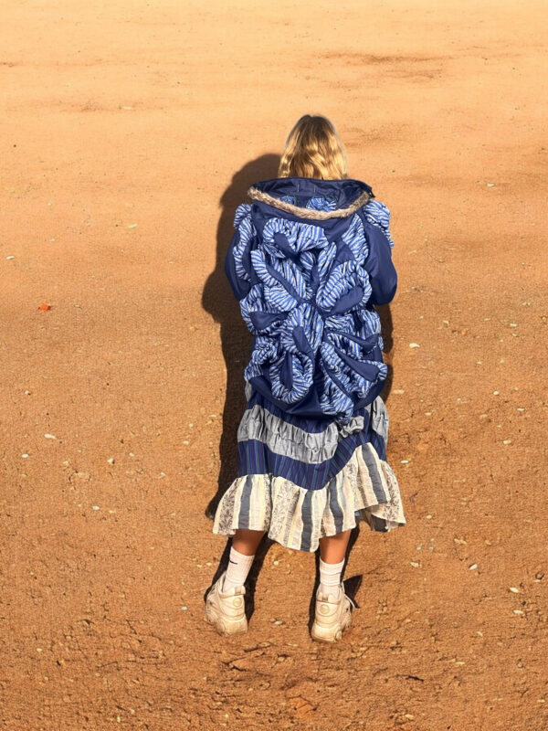 Layered Ruffle Dress with Upcycled Vintage Scarfs