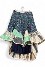 Multicolored Patchwork Skirt with Tulle Highlights