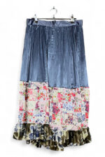 Vintage Floral Patchwork Culottes – Velvet Ruffled Elegance