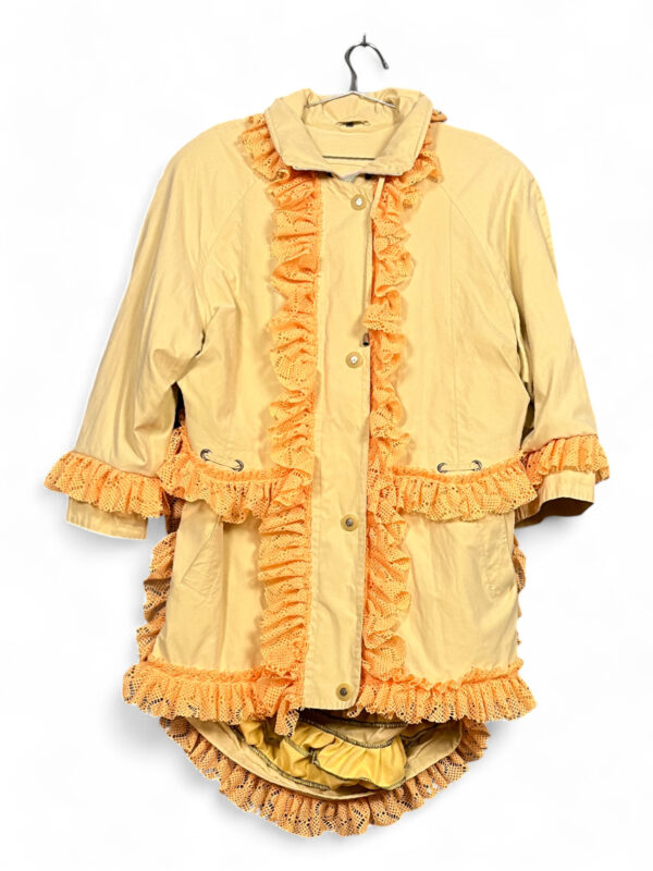 Upcycled Yellow Parka with Lace and Ruffle Details