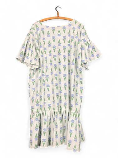 Tulip Print Oversized Dress – Lavender & Green