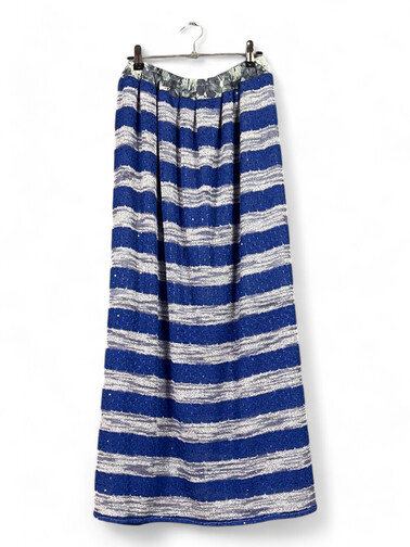 Striped Blue & Silver Maxi Skirt