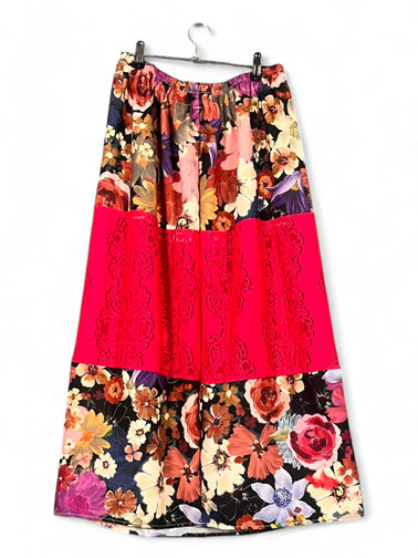 Floral & Lace Patchwork Maxi Skirt