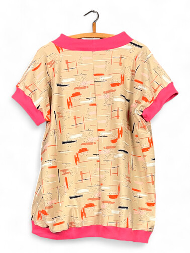 Beach Cats Print Top – Soft Pink & Playful Beige