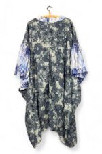 Floral Print Oversized Dress – Blue & Fantasy Lace Sleeves