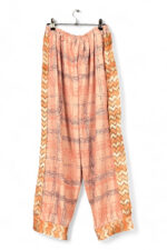 Checked & Chevron Wide-Leg Pants – Peach & Gold