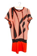 Sequin Knit Dress Coral and Black