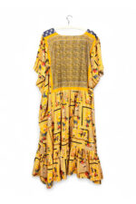 Upcycled Dress Tunic in Golden Yellow and Floral Print