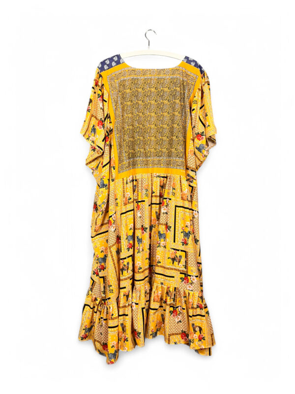 Upcycled Dress Tunic in Golden Yellow and Floral Print
