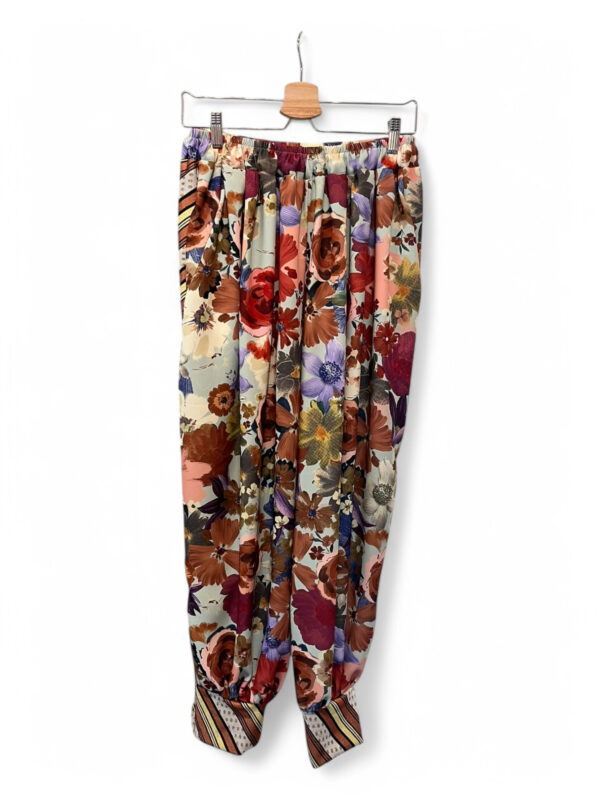 Patterned Balloon Pants Floral and Stripe Mix