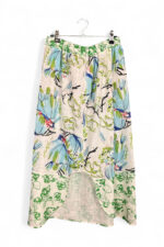 Cotton Linen Skirt with Botanical and Floral Prints
