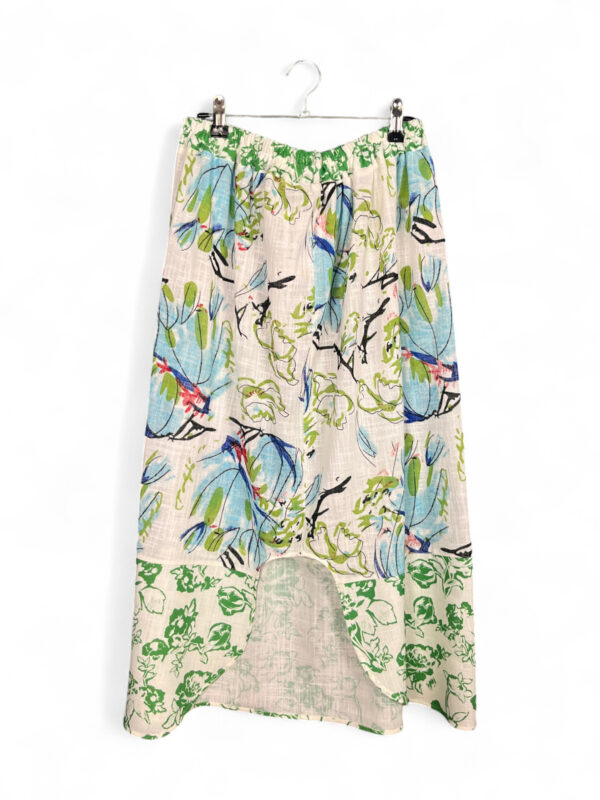Cotton Linen Skirt with Botanical and Floral Prints