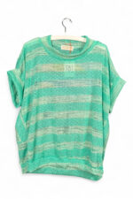 Upcycled Sequin Top in Mint Green with Back Cat Print